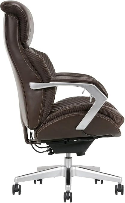 iComfort i6000 Series Big & Tall Ergonomic Bonded Leather High-Back Executive Chair, Brown/Silver