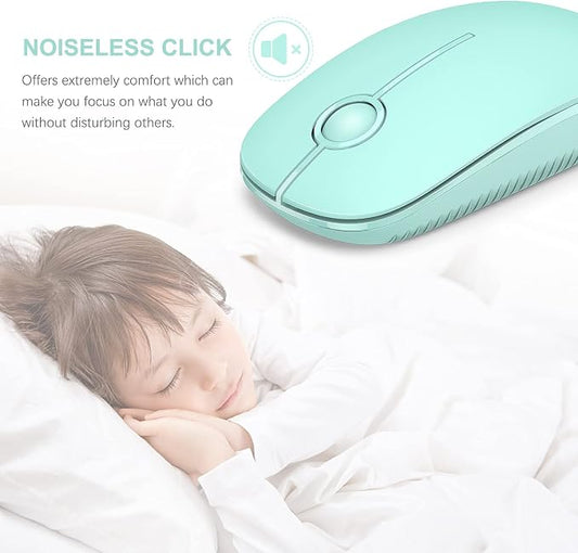 VssoPlor Wireless Mouse, 2.4G Slim Portable Computer Mice with Nano Receiver for Notebook, PC, Laptop, Computer (Mint Green)