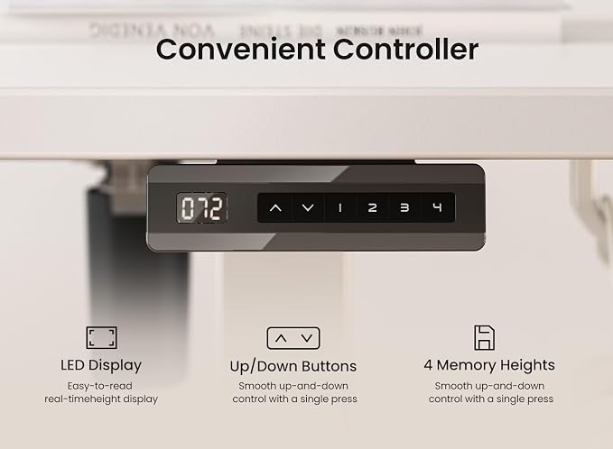BANTI 40 × 24 Inches Standing Desk, Ergonomic, Electric Height Adjustable, Sit and Stand Up, Computer Office Desk with Splice Board, White Frame/Whitetop