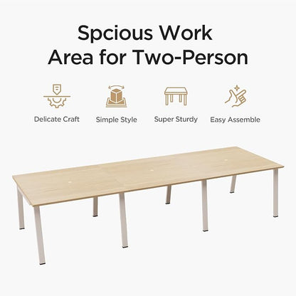 Modular Computer Office Desk, Modern Style Small Study Writing Workstation Table for Home & Business, 2 Person Extension