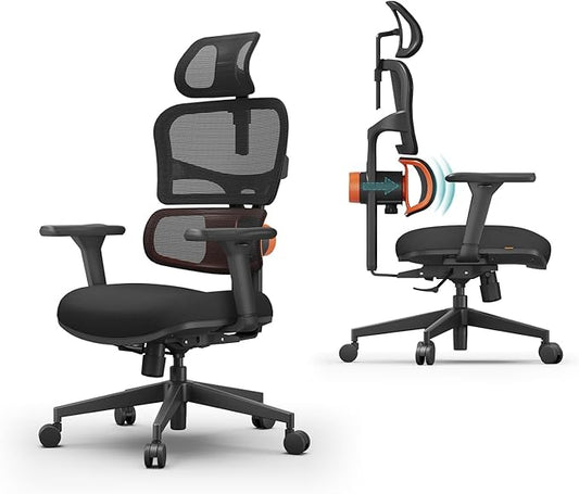 Newtral Office Chair Ergonomic - Home Office Desk Chair, Back Pain Chair with Auto-Following Lumbar Support, 4D Armrest, Seat Depth and Height Adjustable