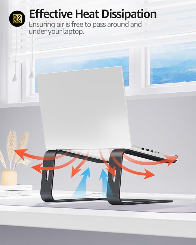 Urmust Laptop Stand for Desk Aluminum Computer Stand Riser Holder for Laptop Compatible with MacBook Air Pro, Dell, HP, Lenovo Samsung, Alienware All Laptops 11-15.6"(Black)