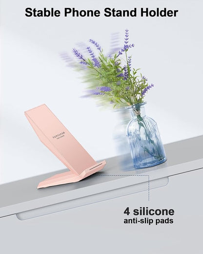 NANAMI Wireless Charger - Wireless Charging Stand Compatible with iPhone 17/17 Air/16/15/14/13/12/11 Pro, 10W Phone Charger Dock Desktop Charging for Samsung Galaxy S26/S26+/S25/S24/S23/S22/S21/S20