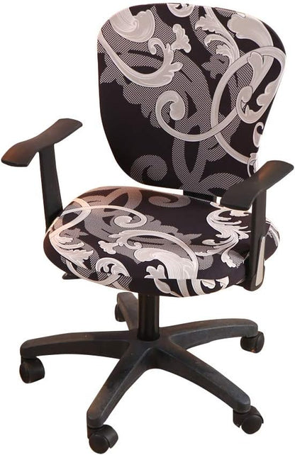 Jinzio Computer Office Chair Cover - Split Protective & Stretchable Cloth Polyester Universal Desk Task Chair Chair Covers Stretch Rotating Chair Slipcover, Grey Black