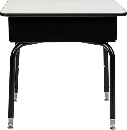 Flash Furniture Billie Student Desk - Gray Open Front Metal School Desk - 24"W x 18"D Adjustable Height, Durable Desk for School or Remote Learning, Set of 5