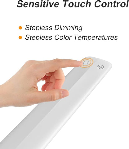 YOUKOYI LED Desk Lamp with Clamp,Flexible Gooseneck Architect Table Lamp - 5 Brightness Levels & 4 Color Modes, Touch Control, Eye-Care 10W Desk Light for Home/Office/Reading/Work(White)