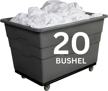 ReadySpace Commercial 20 Bushel Utility Cart with Steel Base, Poly Box Basket Truck, Laundry Cart, and Rolling Trash Bin, 51.5-Inch x 35.5-Inch x 36-Inch, 1000 Pound Weight Capacity, Gray