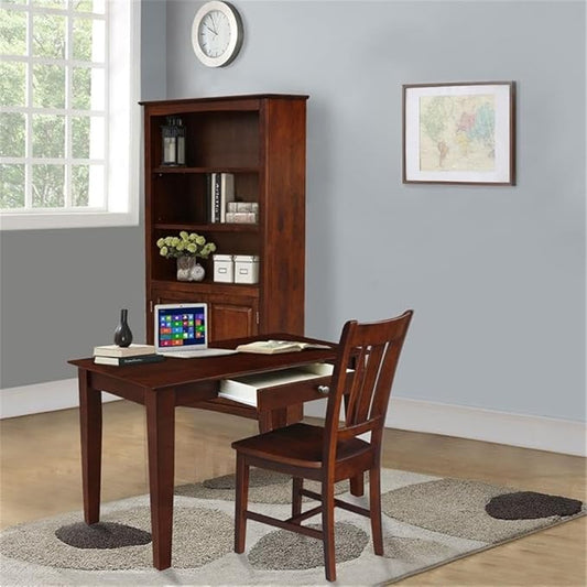 IC International Concepts, Writing Table, Solid Real Wood, Sturdy Parawood, Espresso