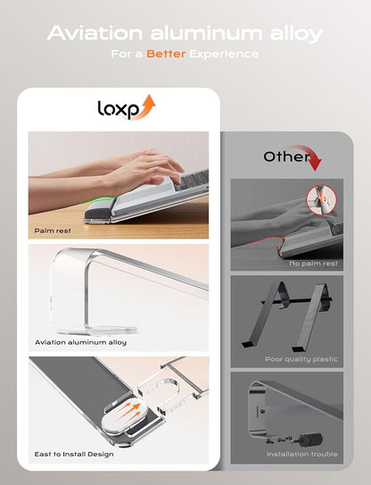 LOXP Acrylic Laptop Stand for Desk, Laptop Stand with Wrist Support, Ergonomic Detachable Laptop Riser, Acrylic Protable, Computer Stand for MacBook Air Pro, HP, Dell, XPS, HP (10-17") Laptops