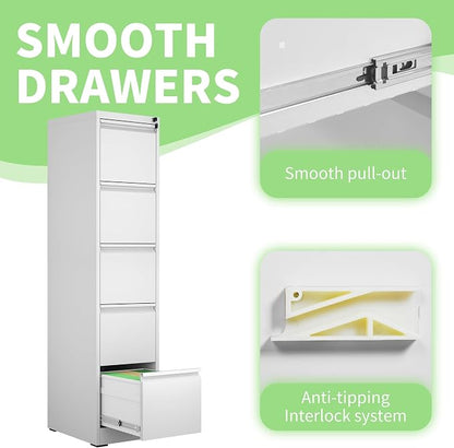 Metal File Cabinet with Drawer Heavy Duty Locking File Cabinets Home Office Steel Filing Cabinet Vertical File Cabinets for Legal/Letter Size File,Assembly Required