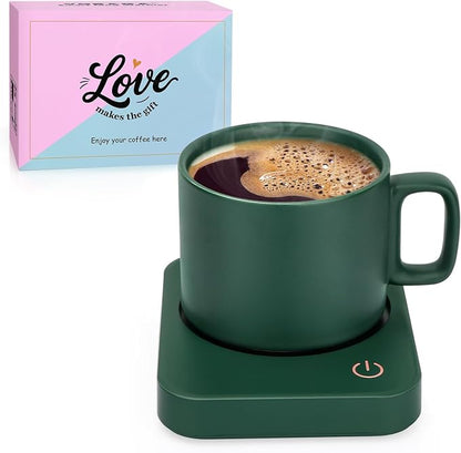 VOBAGA Mug Warmer Set, Coffee Warmer for Desk with 11oz Ceramic Mug, Auto Shut Off & 3-Temp Settings, Smart Coffee Cup Warmer, Home Office Essentials Coffee Set(Mug Included)