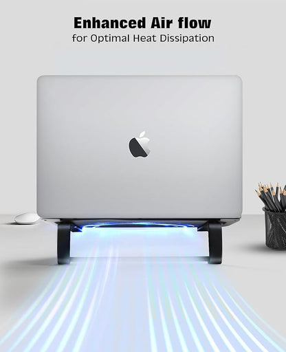 Thibault Aluminum Laptop Stand for Desk - Cooling Ergonomic Design - Fits MacBook Air Pro/DELL/HP/Lenovo/ThinkPad/Alienware - 13/14/15.6/16 -Easy Assembly- Ventilated Laptop Stand for Optimal Airflow