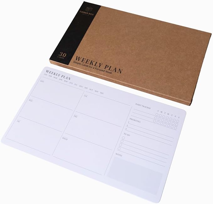 Minimalist Weekly Planner Cards – Double-Sided Weekly Planning Cards, 250 GSM Cardstock (2-Pack, 60 Cards Total)