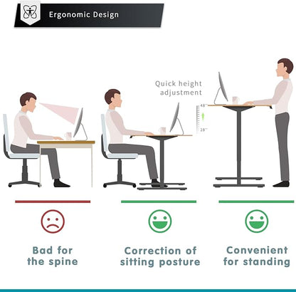 YESHOMY Height Adjustable Electric Standing Desk, 48 inch Computer Table, Home Office Workstation, Black Leg/Natural Top