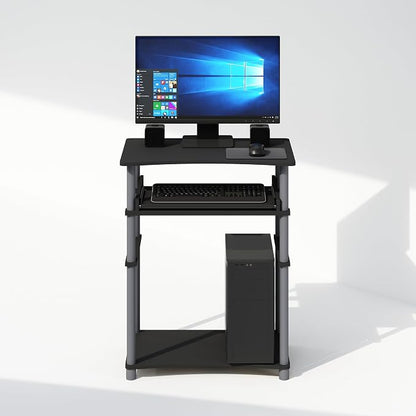 Furinno Home Desk, 23.6" Wide Gaming Desk with Keyboard Tray, Computer Desk, Office Writing Desk for Home Office, Bedroom, Black