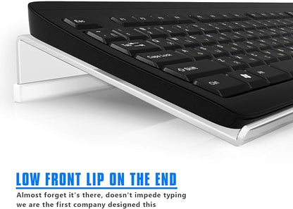 Richboom Clear Acrylic Tilted Computer Keyboard Holder for Easy Ergonomic Typing, Upgraded Version, Keyboard Stand with Silicone Anti-Slip Case for Office Desk, Home, School, Clear