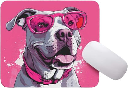 Pink Mousepad Glamour Dog Staffordshire Terrier Mouse Pad for Home Office Gaming Working Desk Computer Desktop Accessories Non-Slip Rubber Mousepad for Dog Lovers
