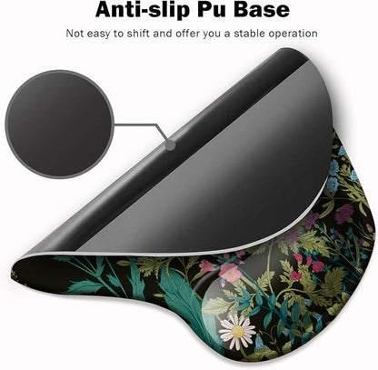 DOOKE Ergonomic Mouse Pad with Wrist Support and Coaster,Mouse Pads with Non-Slip PU Base for Home Office Working Studying Easy Typing & Pain Relief Weeds