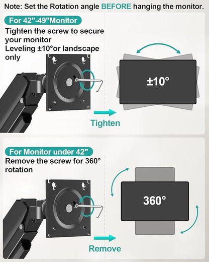 MOUNT PRO Monitor Wall Mount for 22"-49" Ultrawide Flat & Curved Screens, Heavy Duty Single Wall Mount Monitor Arm Holds up to 44 lbs, Full Motion Adjustable Wall Bracket, VESA Mount 75x75mm/100x100mm
