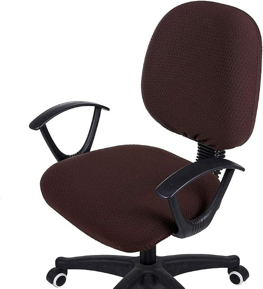 Smiry Stretch Jacquard Office Computer Chair Covers, Removable Washable Universal Desk Rotating Chair Slipcovers Protector, Seat + Backrest Cover, Chocolate