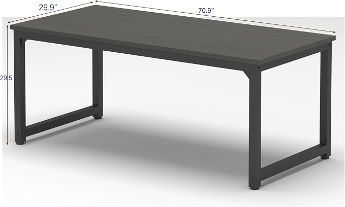 NSdirect 70.9" Computer Desk,Large Home Office Desk Wide Workstation 1 inch Thicker Tabletop for Writing,Games and Home Work PC Desk Modern Finish Wood Board and Sturdy Steel Legs, Black
