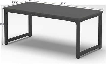 NSdirect 70.9" Computer Desk,Large Home Office Desk Wide Workstation 1 inch Thicker Tabletop for Writing,Games and Home Work PC Desk Modern Finish Wood Board and Sturdy Steel Legs, Black