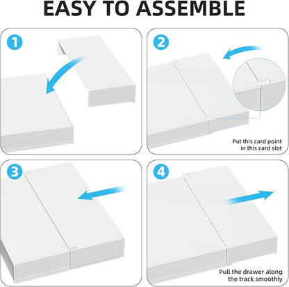 Marbrasse Expandable Desk Drawer Organizer, Clear Plastic Drawer Organizer Tray with 10 Adjustable Compartments, Desk Organizers and Accessories, 5 Drawer Dividers for Office Supplies, Makeup(White)