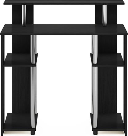 Furinno Jaya Simple Design Computer Writing Desk, Americano/Stainless Steel, 20.3 (D) x 35.6(W) x 35.7 (H) inches.