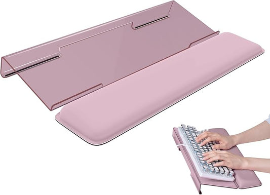 Laborio Computer Keyboard Wrist Rest Stand for Desktop, Keyboard Holder for Easy Typing with Wrist Pad for Office Desk, Home, School (Rose Pink)