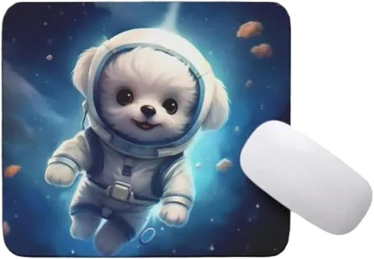 Mouse Pad Maltese Astronaut Dog in Space Mouse Pad Puppy floating in Space for Home Office Work Desk Computer Desktop Laptop for Dog Lovers