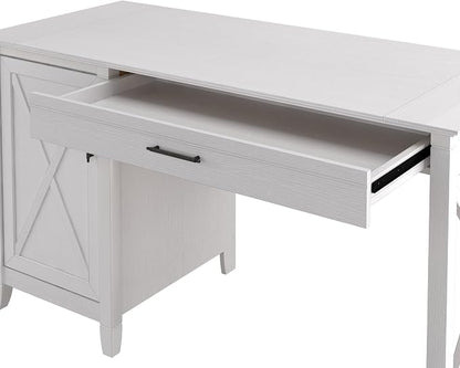 Bush Home Key West Computer Desk with Storage | Farmhouse PC Table for Home Office in Pure White Oak | 54W x 24D