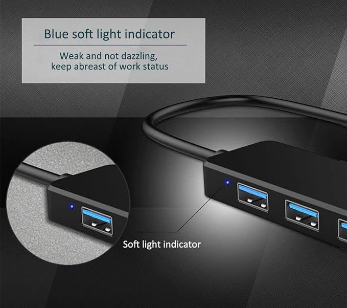 USB Hub 4 Port, VIENON USB 3.0 Hub USB Splitter for Laptop, USB Port Extender USB A Hub for PC, Desktop, Xbox, PS4, Flash Drive, Printer, Keyboard, Mouse, HDD, Plug and Play（Not for Charging）