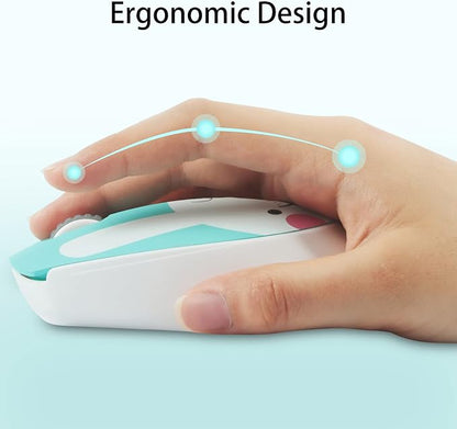3C Light 2.4GHz Wireless Cute Silent Portable Optical Mouse - 3 Adjustable DPI for Laptop, Desktop PC (Rabbit)