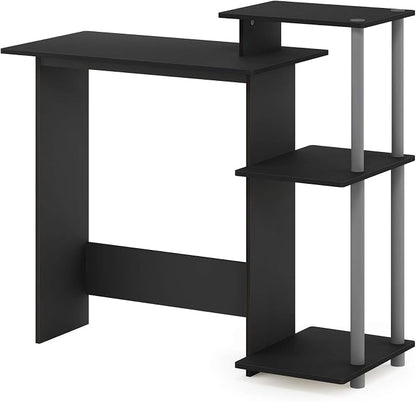 Furinno EFFICIENT Desk, 28.6" Wide Gaming Desk with 3 Open Side Shelves, Laptop Notebook Computer Desk, Office Desk for Home Office, Study Room, Dorm, Bedroom, Solid Black
