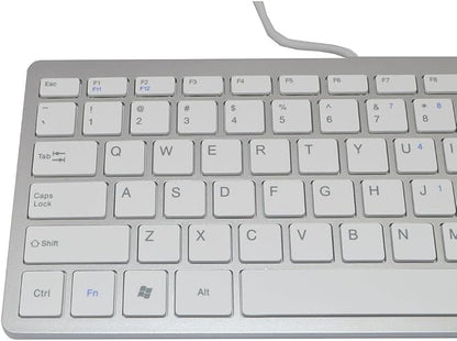 iKKEGOL USB Slim Mini Wired 78 Key Small Super Thin Compact Keyboard for Desktop Laptop PC Win 7 Mac (White)