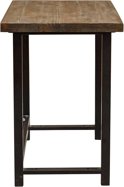 Pomona 32-Inch Compact Writing Desk with Solid Wood Top and Metal Frame – Rustic Industrial Style Small Home Office Desk with Durable Lacquer Finish and Floor Levelers by Alaterre Furniture (Natural)