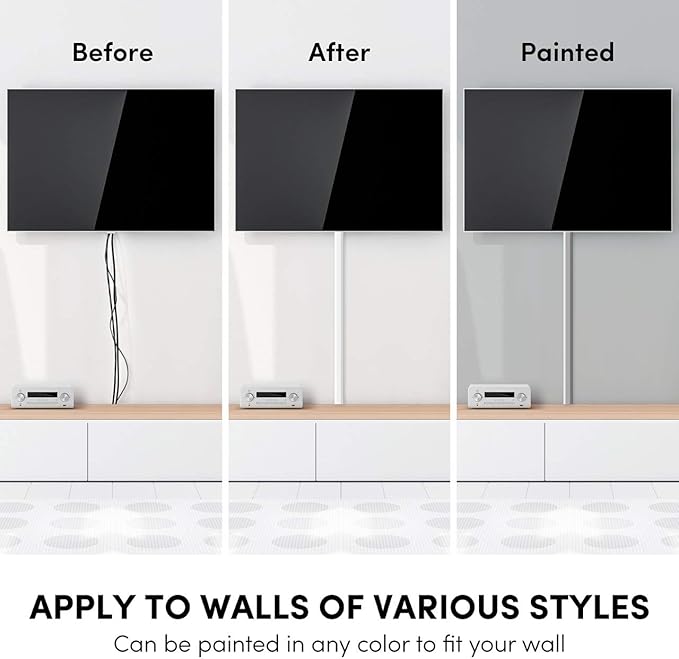 Cord Covers for Wires on Wall - 150in Cable Management Cable Hider - Cord Hiders for TV On Wall - Paintable Cable Concealer - Wire Covers for Cords - 10X (L16 x W0.95 x H0.5) - Medium | Beige