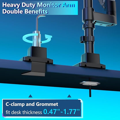 WALI Dual Monitor Mount for Ultrawide Heavy Duty Curved Monitor Stacking, Dual Monitor Arms Fits 13-49 Inch for Ultrawide Screens up to 44lbs, 49 inch Monitor Arm, Black