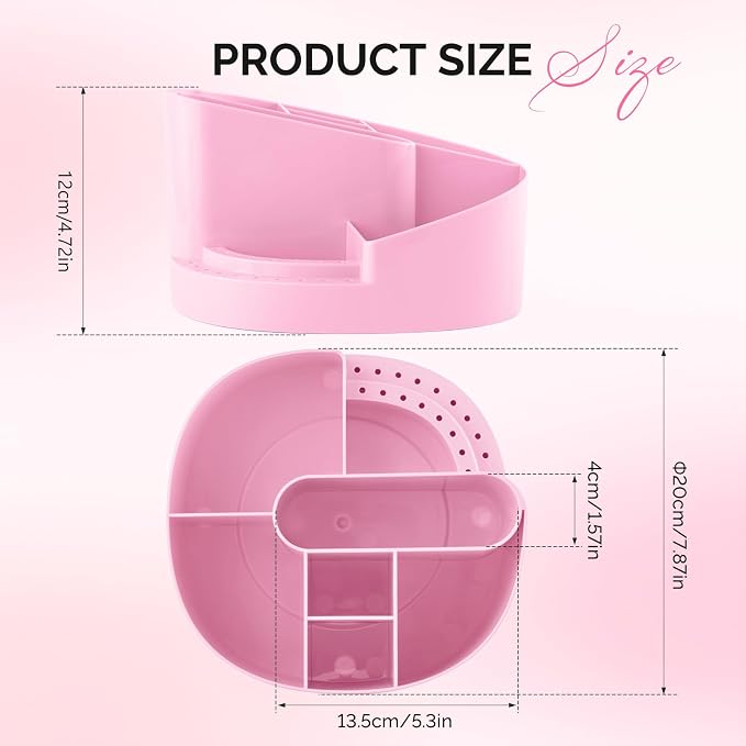 MelodySusie Nail Drill Holder & Nail Art Tools Storage Box, Large Capacity Sturdy Desk Organizer for 3/32" Nail Drill Bits, Nail Tech Supplies Container for Acrylic Salon & Home, Pink
