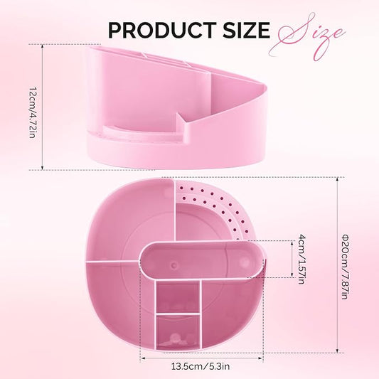 MelodySusie Nail Drill Holder & Nail Art Tools Storage Box, Large Capacity Sturdy Desk Organizer for 3/32" Nail Drill Bits, Nail Tech Supplies Container for Acrylic Salon & Home, Pink