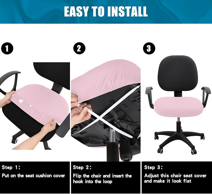 Smiry Printed Office Computer Chair Seat Covers, Stretch Fit Universal Desk Rotating Chair Cover Washable Removable Seat Cushion Protectors - Pink