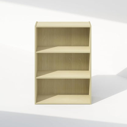 Furinno Simple Book Shelf, 3-Tier Bookshelf, Storage Shelves Bookcase, 9.7 x 23.7 x 31.5, for Living Room, Bedroom, Home Office, Steam Beech