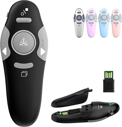 QUI Presentation Clicker Wireless Presenter Remote Clicker for PowerPoint Presentation Remote, PowerPoint Slide Advancer for Mac/Windows/Google Slide/Keynote, Black, A