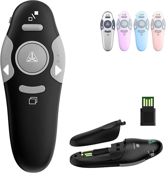 QUI Presentation Clicker Wireless Presenter Remote Clicker for PowerPoint Presentation Remote, PowerPoint Slide Advancer for Mac/Windows/Google Slide/Keynote, Black, A