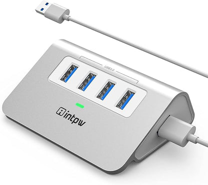 intpw USB 3.0 Hub,Aluminum 4 Port USB Data Hub 3.0 Port Extender Splitter Multiport Adapter with 3.3ft Cable ，USB HUB for PC/Laptop/Xbox/FlashDrive/Printer/Camera/Keyborad/Mouse