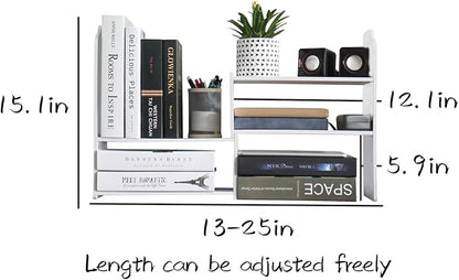 YGYQZ Adjustable PVC Desktop Organizer Storage Rack - White Desk Shelf for Office, Women, Dormitory & Home Decor