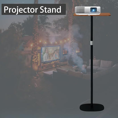 Small Laptop Standing Desk, Adjustable Height Pedestal End Table with Wooden Top, Portable Tall Side Table Workstation, Sit-Stand Desks for Bedside,Sofa,Couch, Living Room, Bedroom, Home Office, Brown