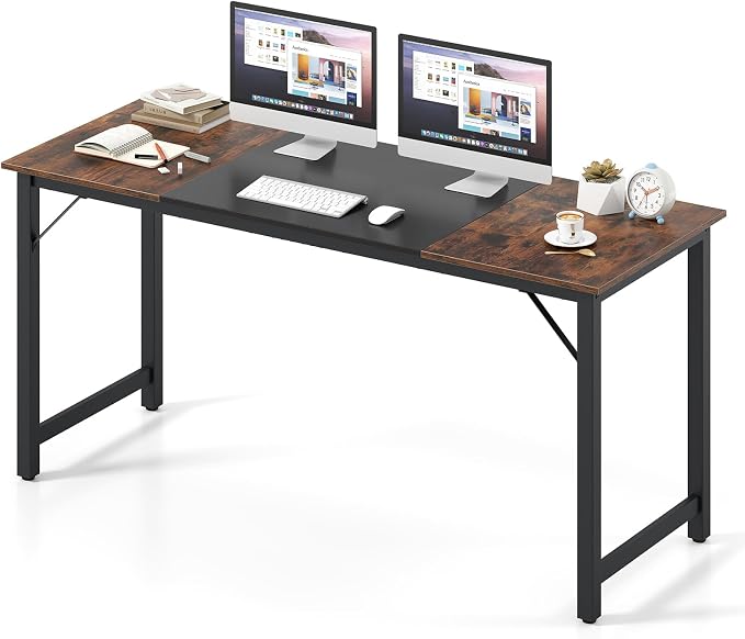 GOFLAME 63” Computer Desk, Heavy Duty Metal Frame Laptop Table, Writing PC Table, Rectangle Home Office Desk, Conference Table, Meeting Room, Boardroom Desk, Working Task Desk for Bedroom, Study