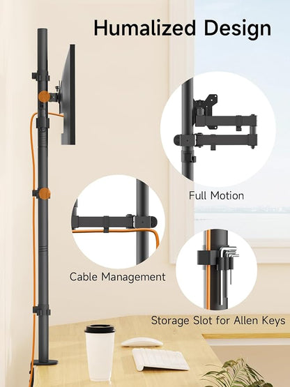 Bracwiser Monitor Mount Single Fully Adjustable Arm Monitor Arm Fits One Screen 13-32 inch 22lbs for Computer Screen 13 15 17 19 20 22 23 24 26 27 30 32 inch VESA 75 100 (MD71221)