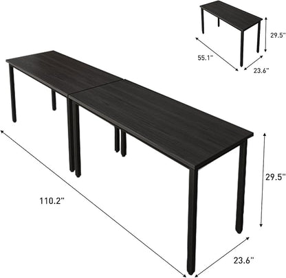 Bonzy Home Conference Table 9FT Office Computer Table for Meeting Room, Study Writing Printer Podcast Table for 8 People, Black, 2PCS, 110.2"x23.6"x29.5"